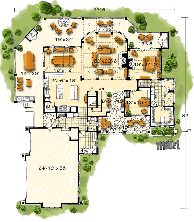 Country Craftsman Tudor Level One of Plan 43232