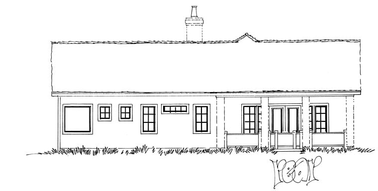 Traditional Rear Elevation of Plan 43234