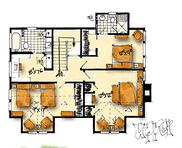 Country Farmhouse Southern Level Two of Plan 43237