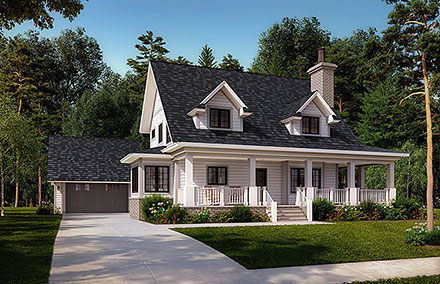 Country Farmhouse Southern Elevation of Plan 43237