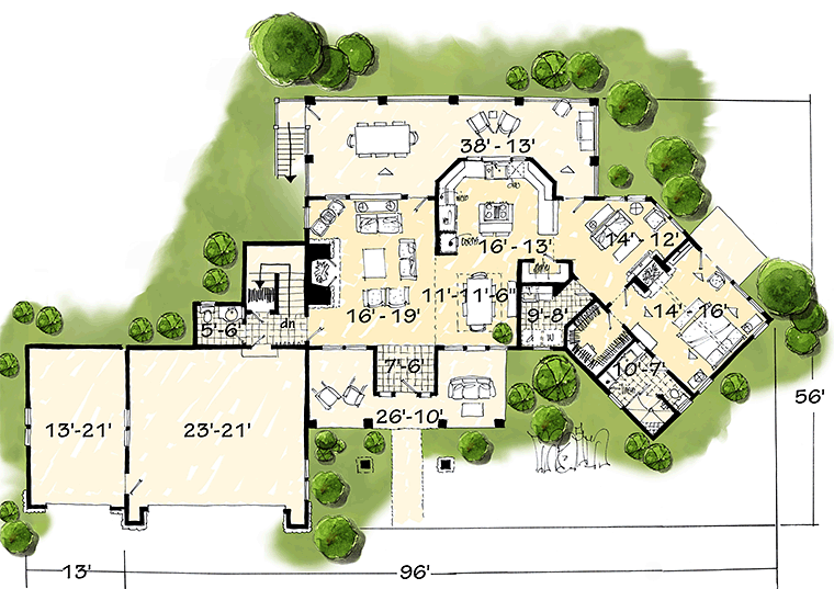 Cottage Country Craftsman Level One of Plan 43238