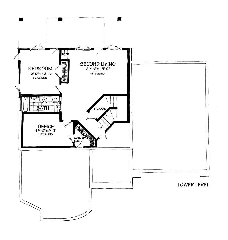 Contemporary Modern Lower Level of Plan 43239