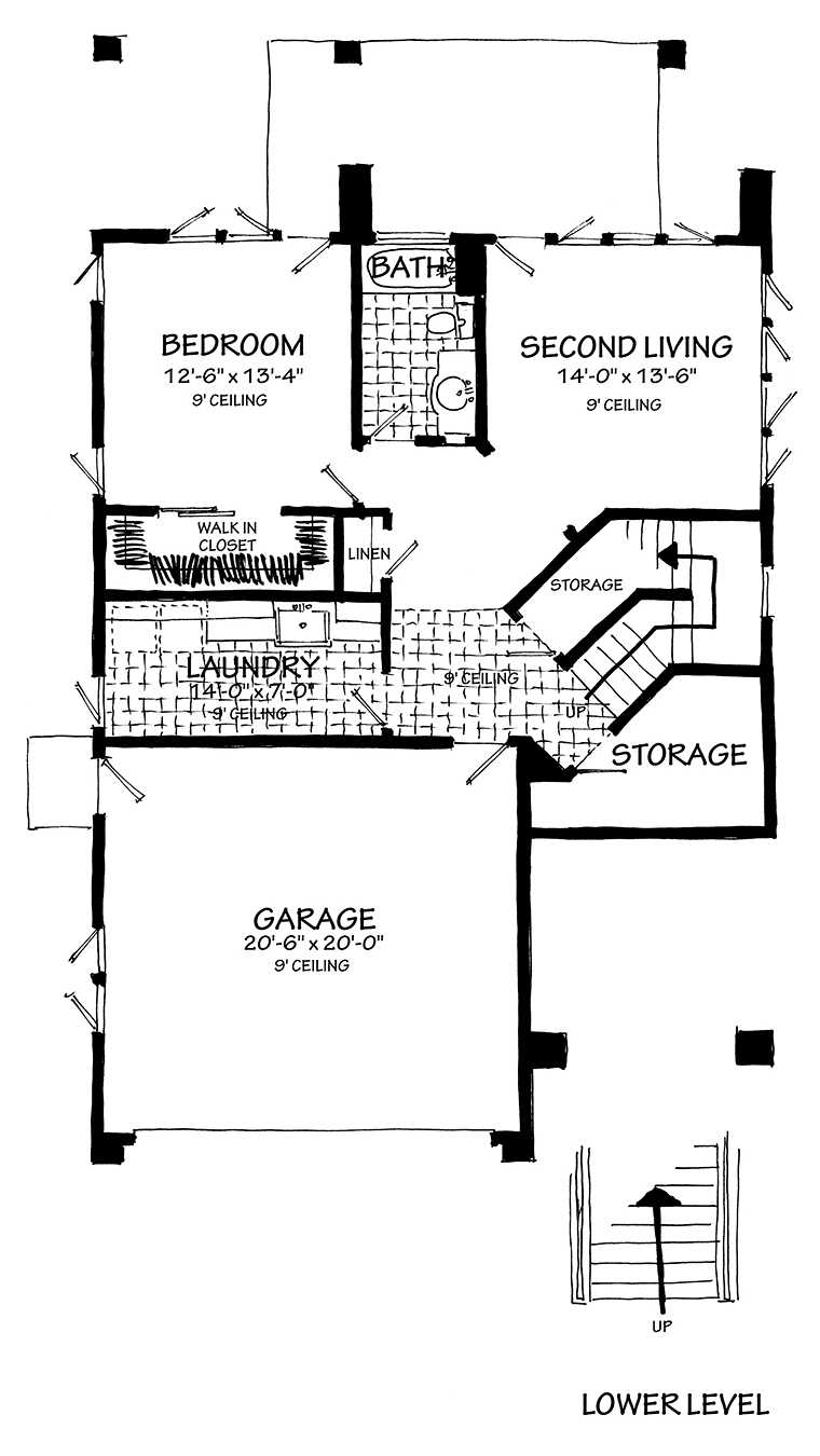 Contemporary Modern Lower Level of Plan 43241