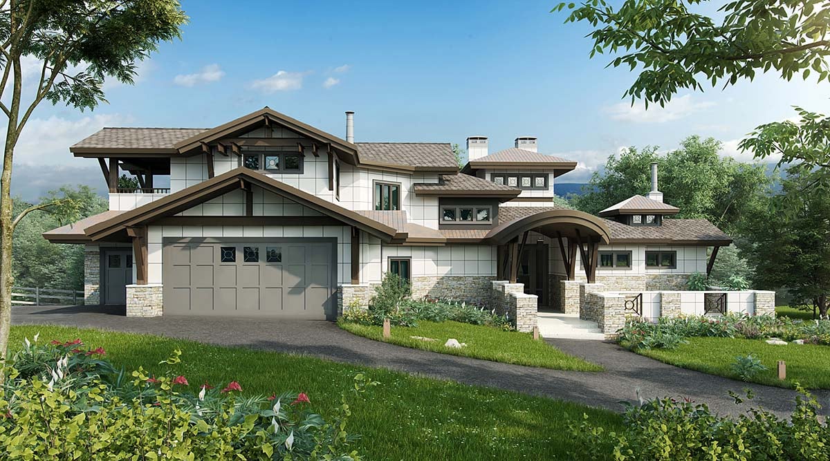 Contemporary Plan with 5100 Sq. Ft., 4 Bedrooms, 6 Bathrooms, 3 Car Garage Elevation