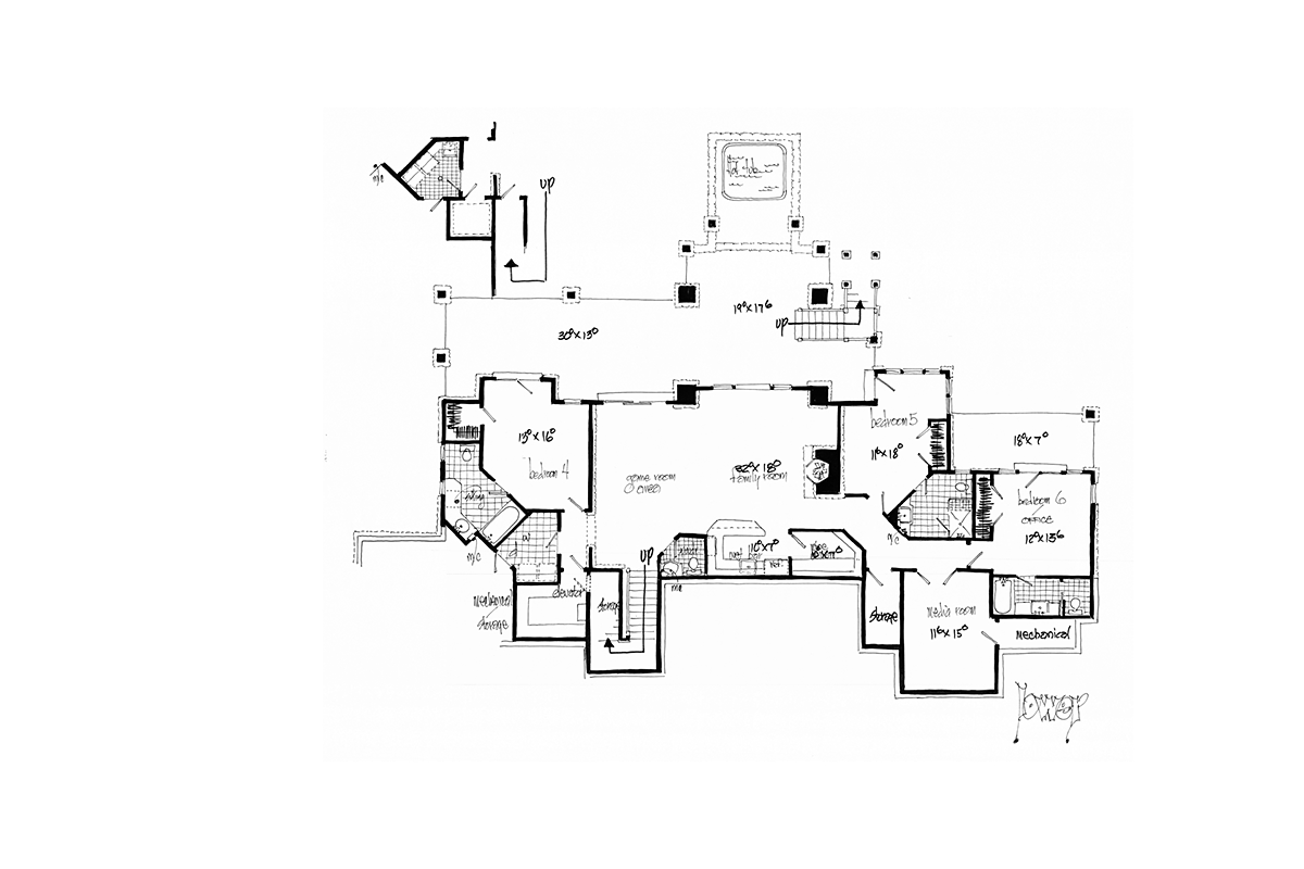 Craftsman Lower Level of Plan 43252