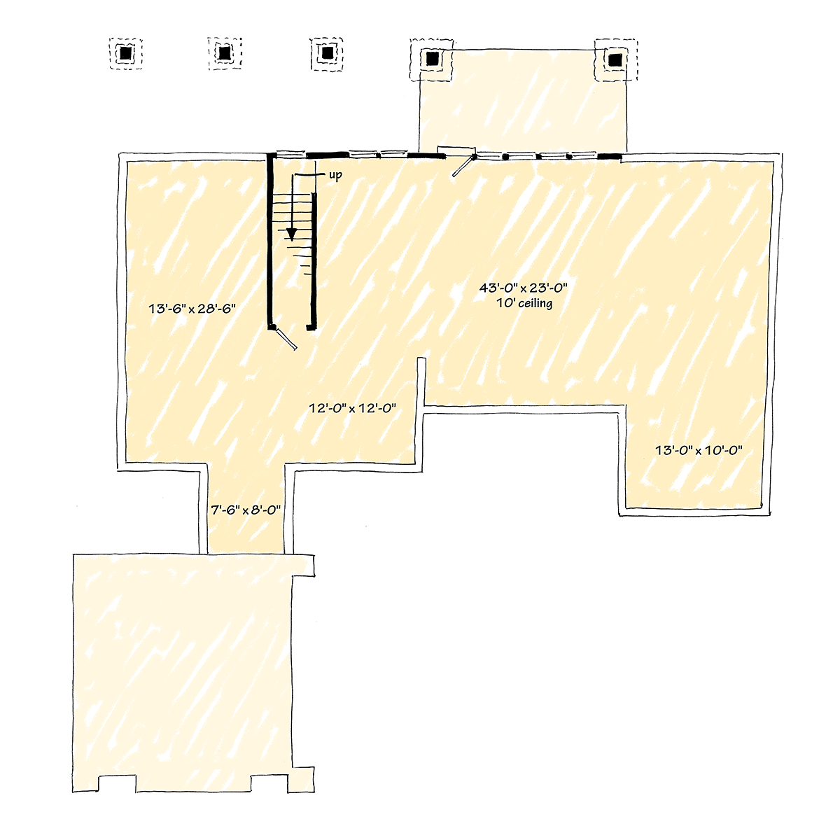 Bungalow Country Craftsman Traditional Lower Level of Plan 43257