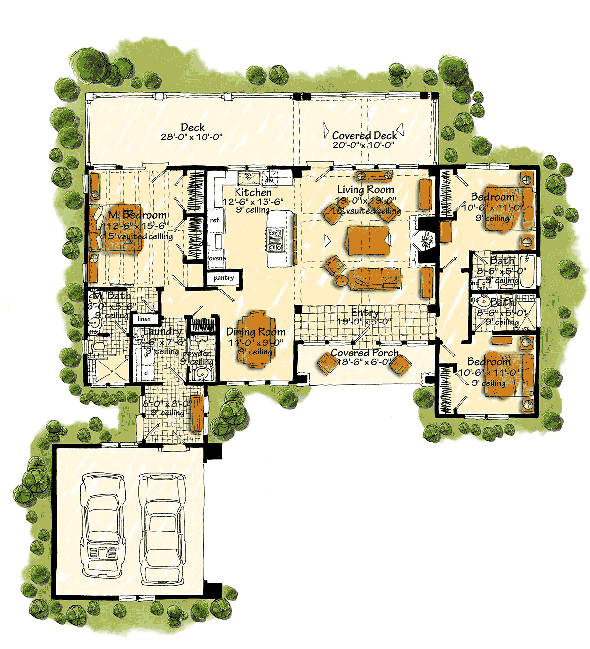 Bungalow Country Craftsman Traditional Level One of Plan 43259