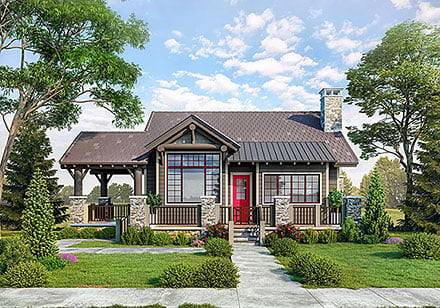 Bungalow Cabin Cottage Craftsman Elevation of Plan 43261