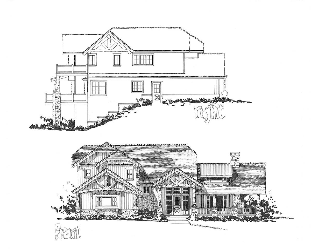 Country, Log Plan with 3240 Sq. Ft., 3 Bedrooms, 4 Bathrooms, 2 Car Garage Picture 2