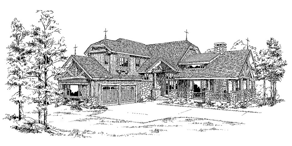 Country, Log Plan with 3240 Sq. Ft., 3 Bedrooms, 4 Bathrooms, 2 Car Garage Picture 4