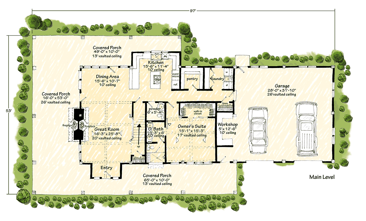 Barndominium Craftsman Farmhouse Traditional Level One of Plan 43266