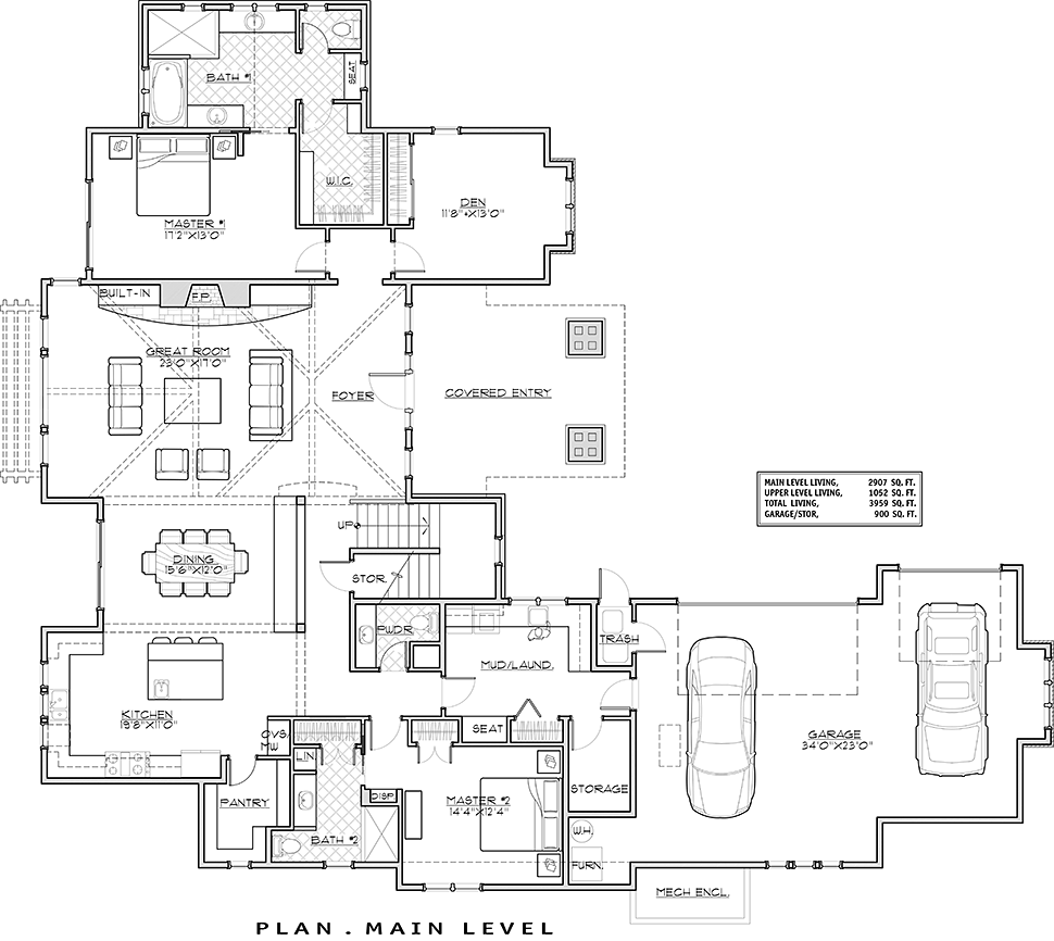 Country Craftsman Level One of Plan 43301