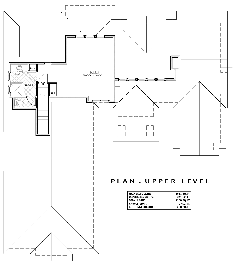 Cottage Craftsman Level Two of Plan 43305