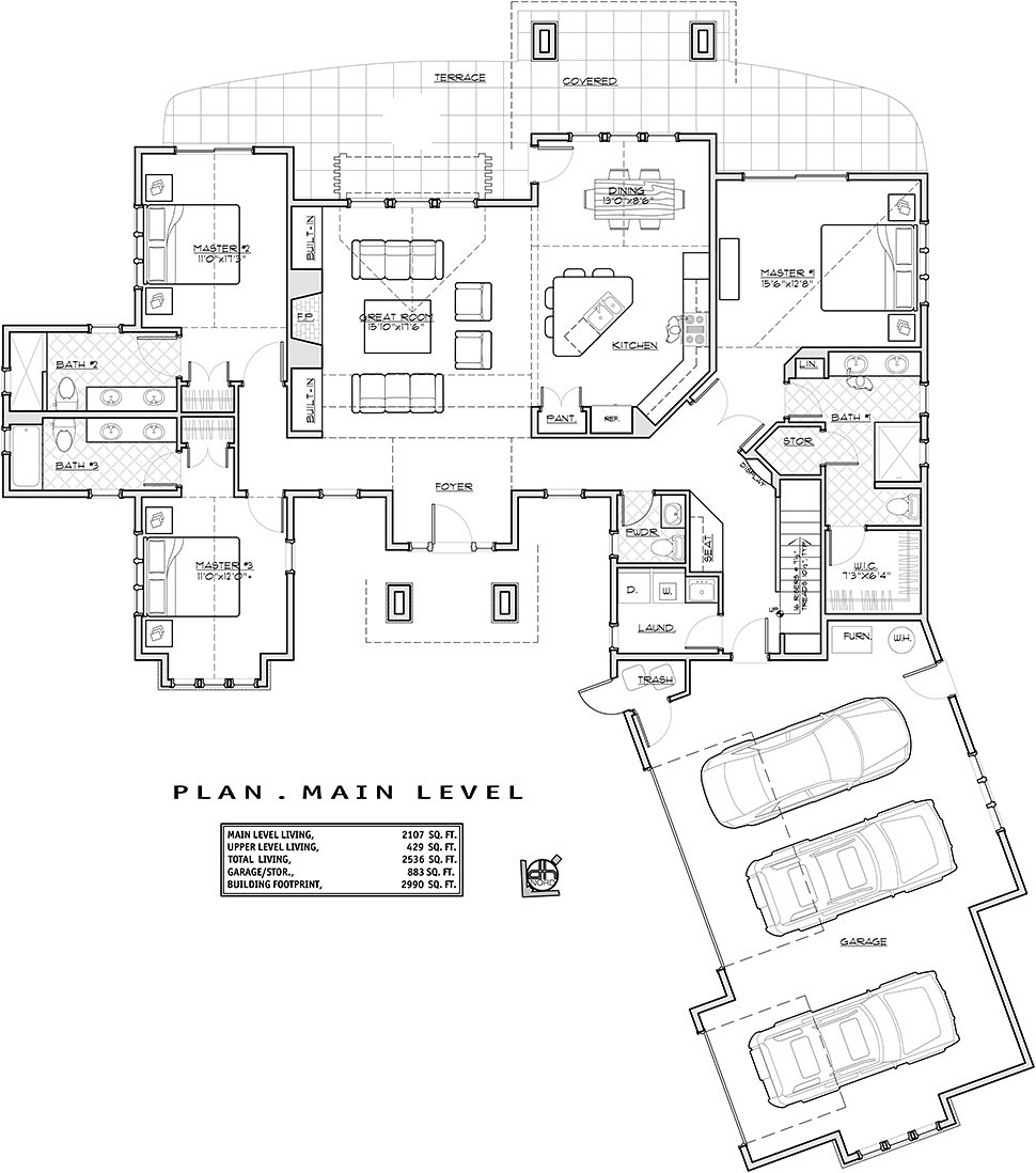 Cottage Country Craftsman Level One of Plan 43306