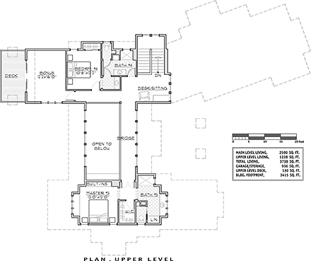 House Plan 43307 Second Level Plan