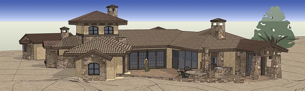 Tuscan Rear Elevation of Plan 43308