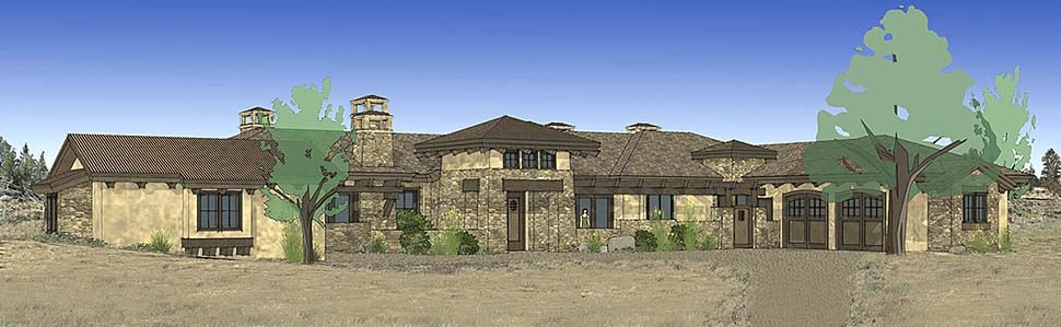 Tuscan Plan with 3574 Sq. Ft., 3 Bedrooms, 4 Bathrooms, 3 Car Garage Elevation