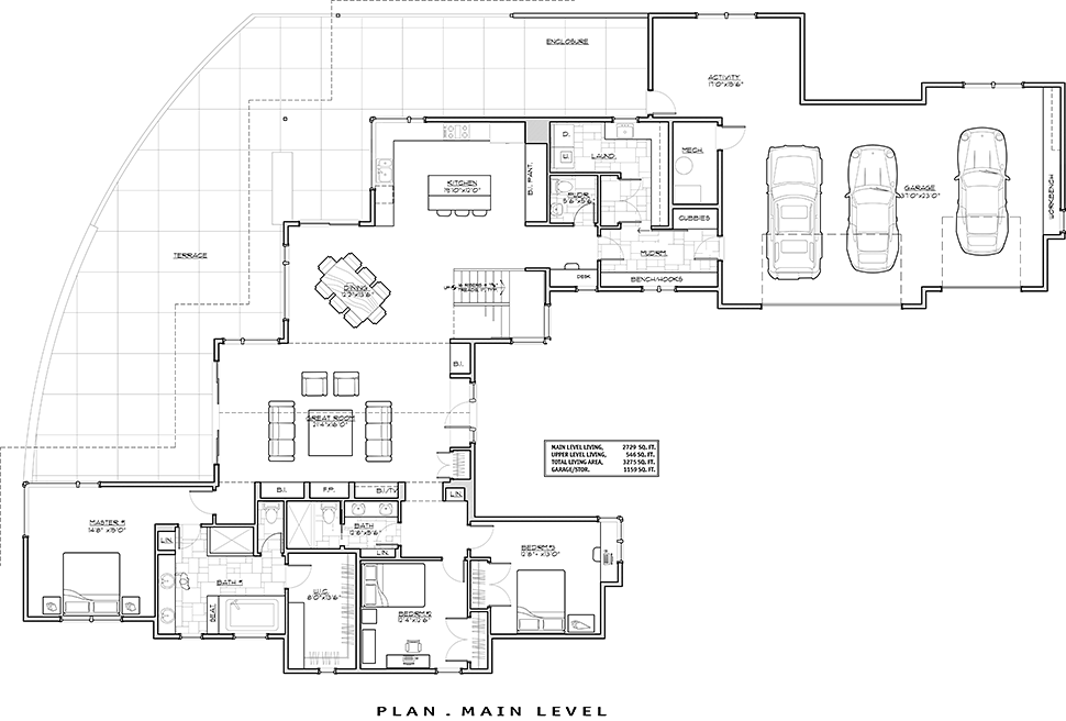 Contemporary Modern Level One of Plan 43312