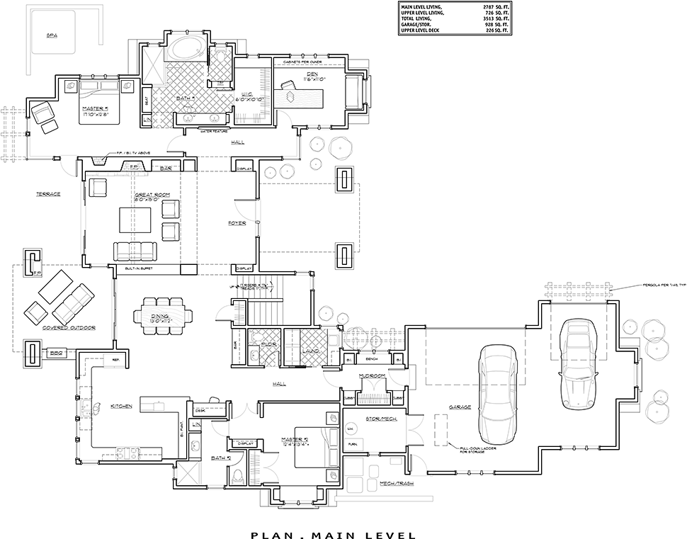 Bungalow Contemporary Level One of Plan 43313