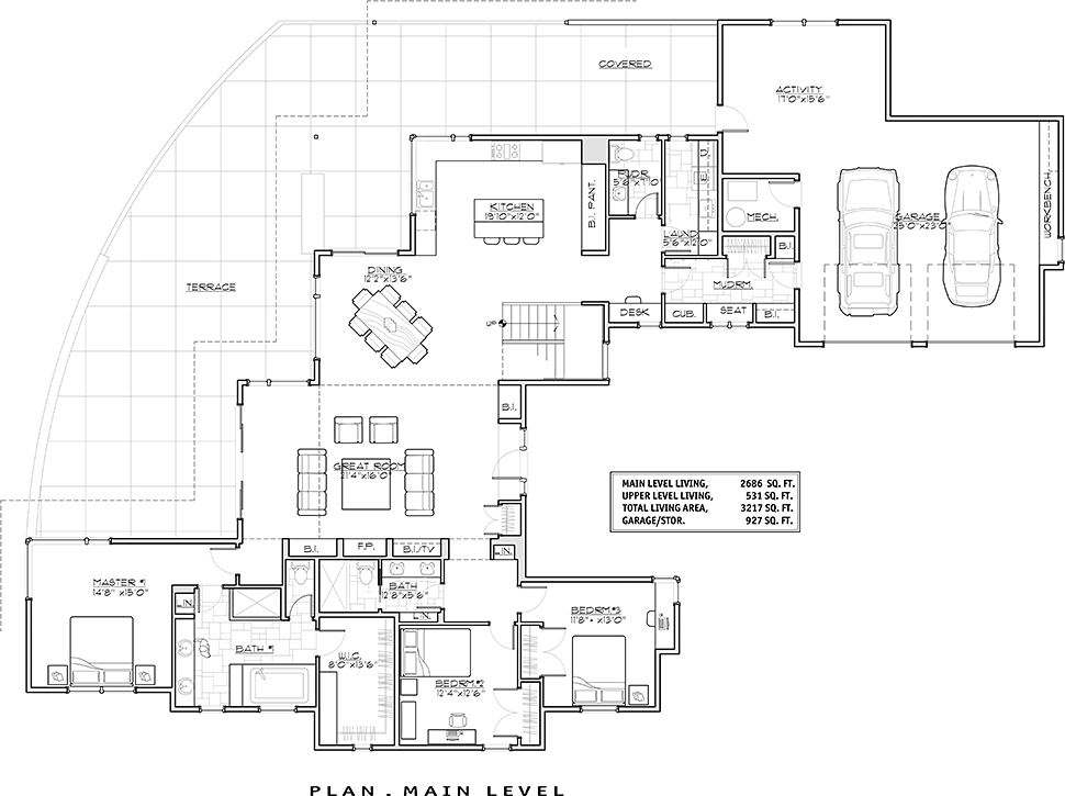 Contemporary Modern Level One of Plan 43315