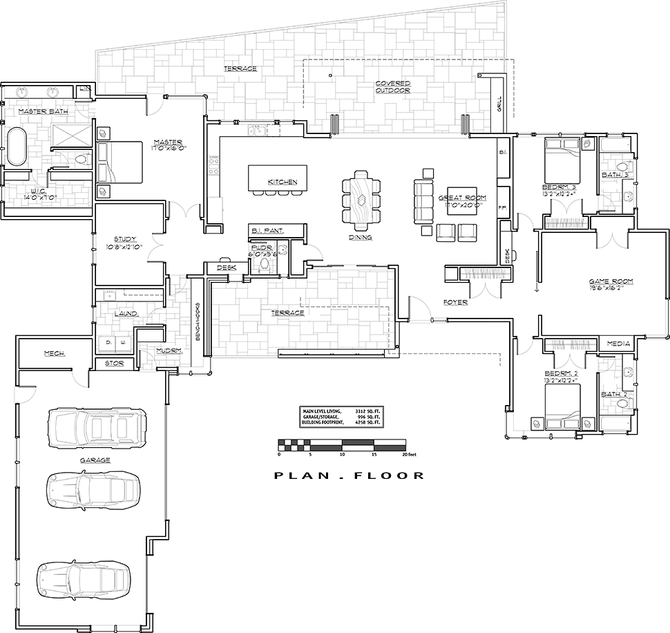 Contemporary Modern Level One of Plan 43316