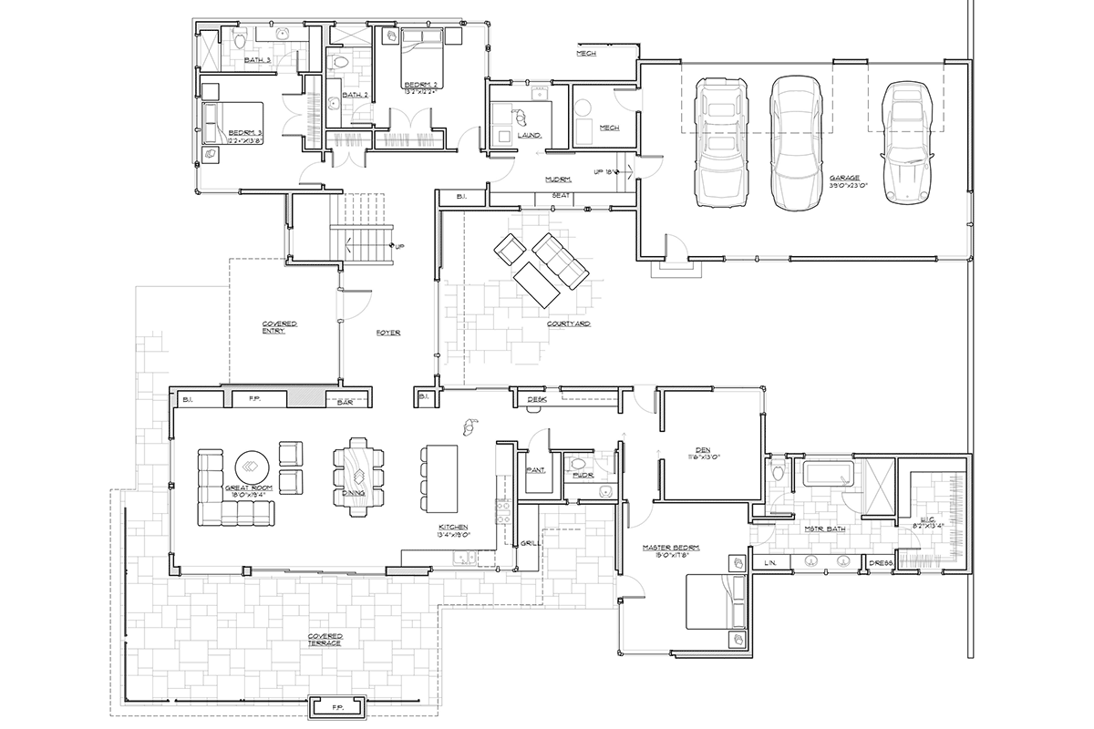 Contemporary Modern Level One of Plan 43338