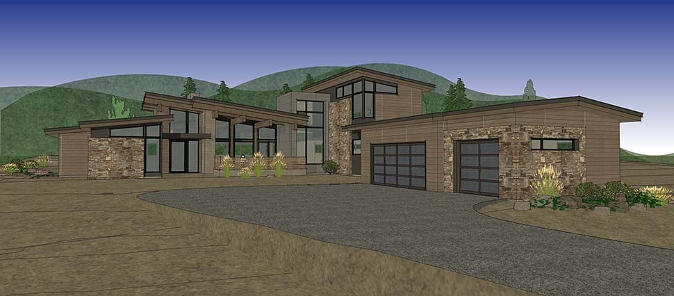 Contemporary, Modern Plan with 4169 Sq. Ft., 4 Bedrooms, 5 Bathrooms, 3 Car Garage Picture 49