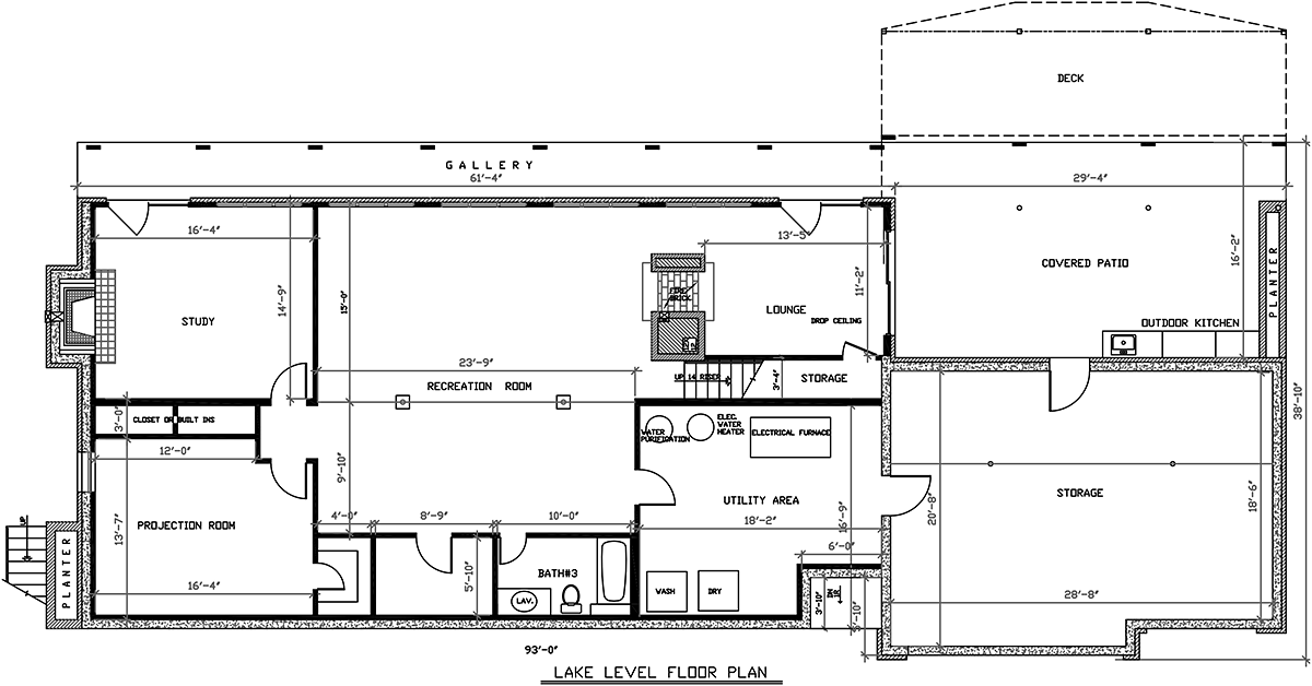 Contemporary Lower Level of Plan 43414