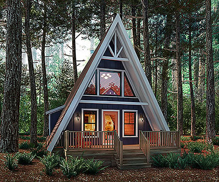 A-Frame House Plan 43500 with 3 Beds, 2 Baths