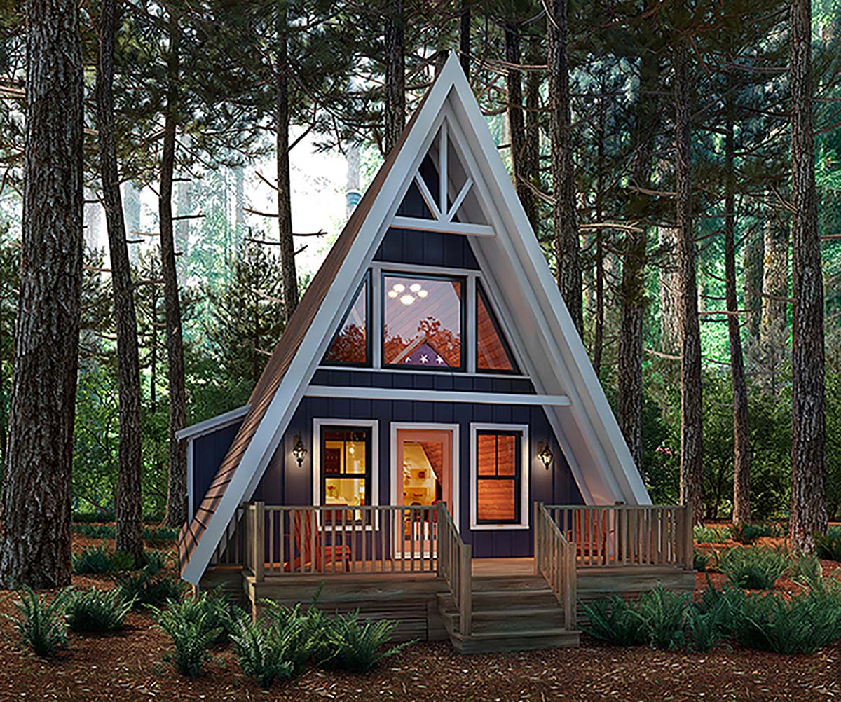 A-Frame Plan with 1372 Sq. Ft., 3 Bedrooms, 2 Bathrooms Elevation