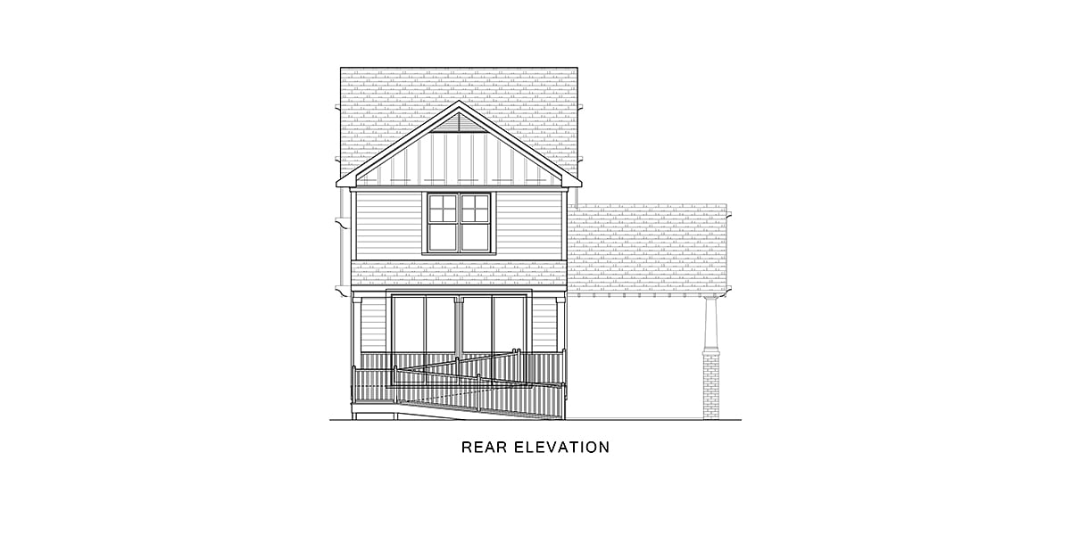 Bungalow Cottage Narrow Lot Traditional Rear Elevation of Plan 43501