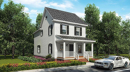 Colonial Narrow Lot Traditional Elevation of Plan 43503