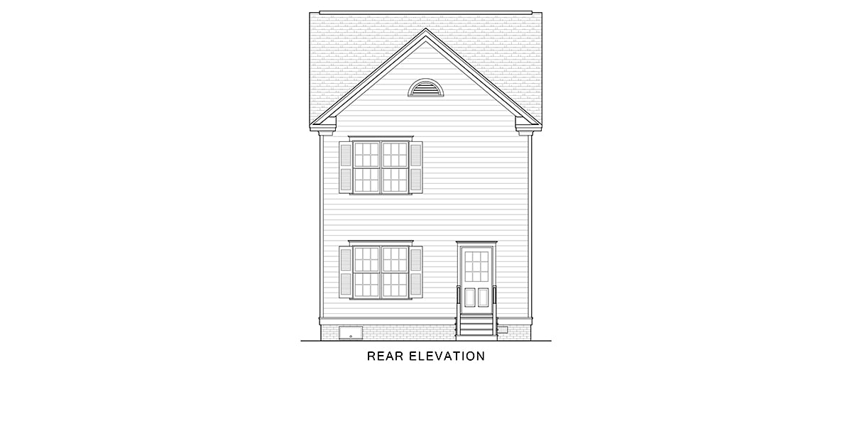 Colonial Narrow Lot Traditional Rear Elevation of Plan 43503