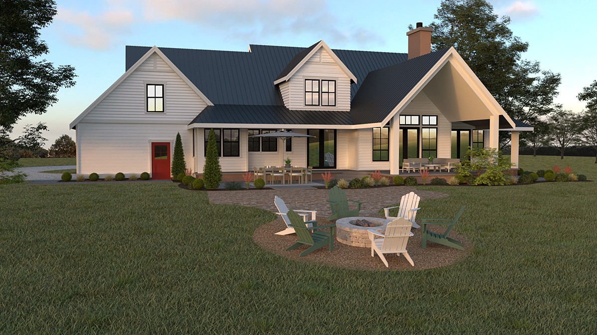 Farmhouse Rear Elevation of Plan 43600