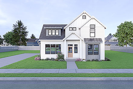 Contemporary Country Craftsman Farmhouse Elevation of Plan 43604