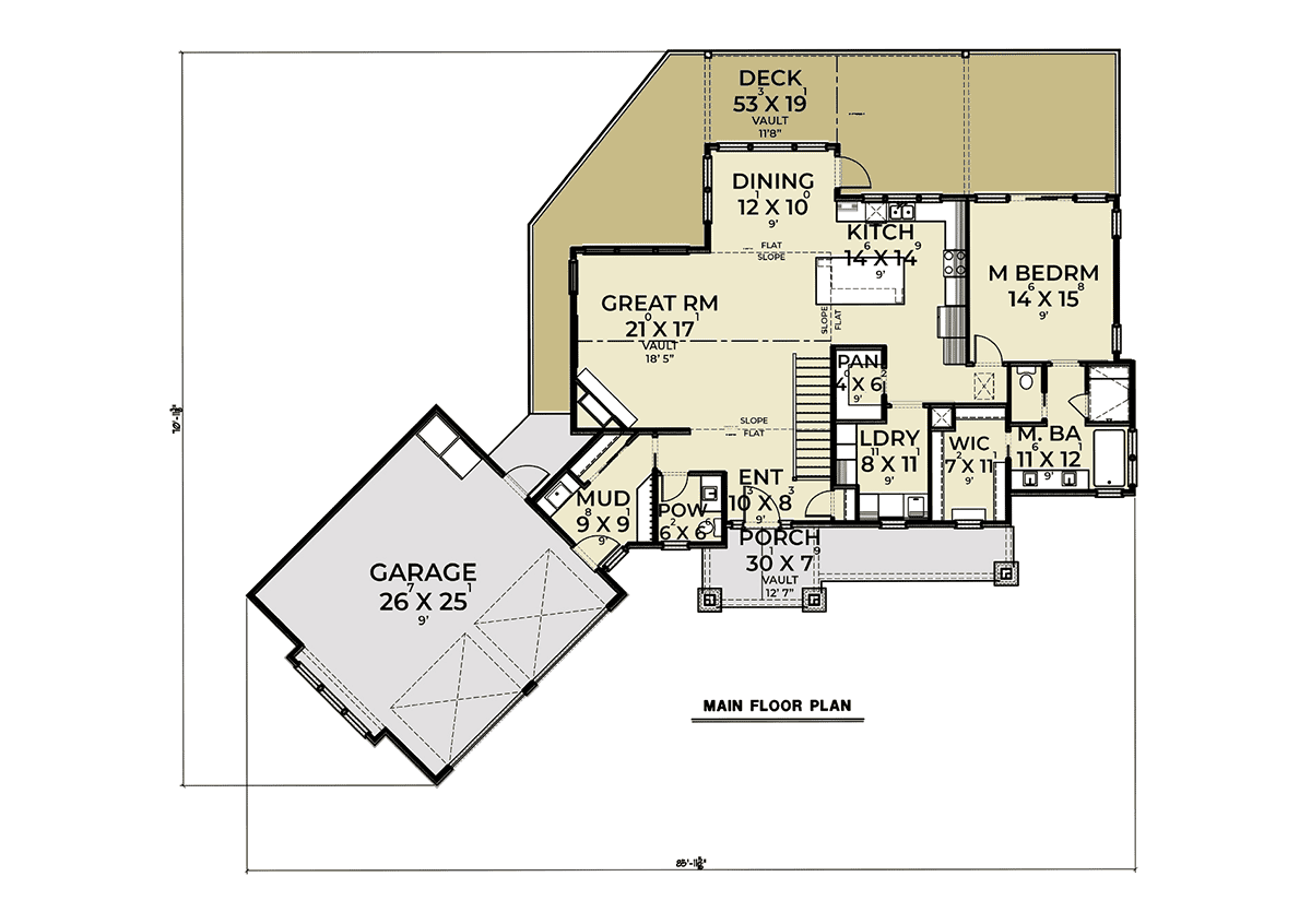 Coastal Craftsman Traditional Level One of Plan 43605