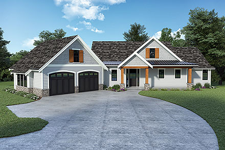 Coastal Craftsman Traditional Elevation of Plan 43605