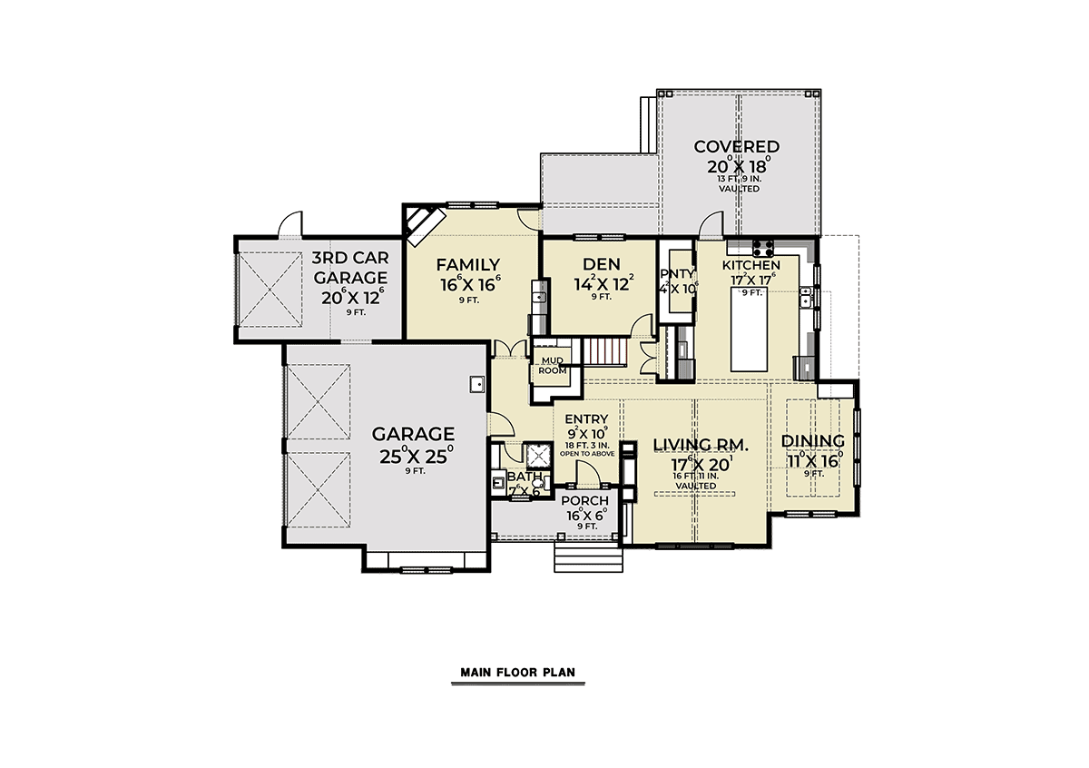 Plan 43609 | Farmhouse Style with 3 Bed, 3 Bath, 3 Car Garage