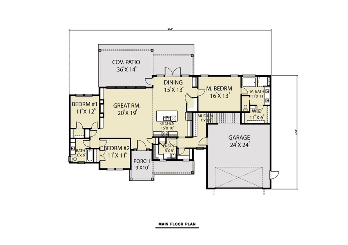 Country Craftsman Farmhouse Level One of Plan 43612