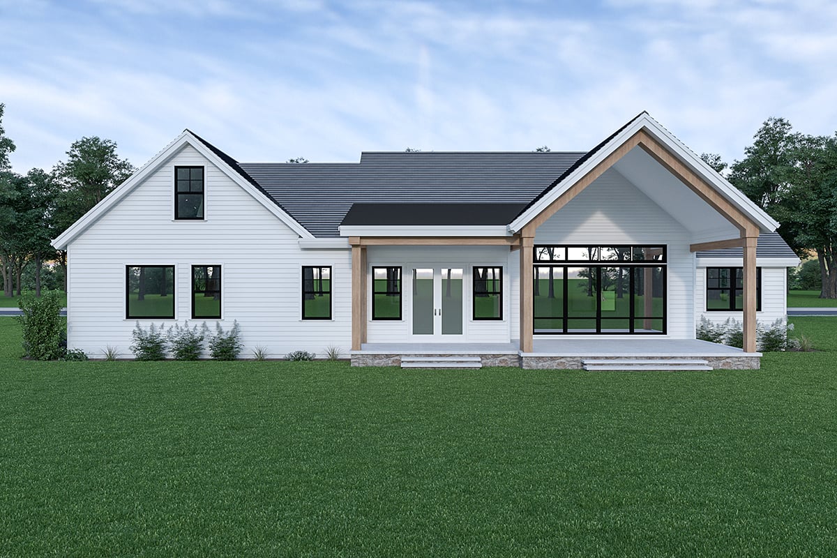 Country Craftsman Farmhouse Rear Elevation of Plan 43612