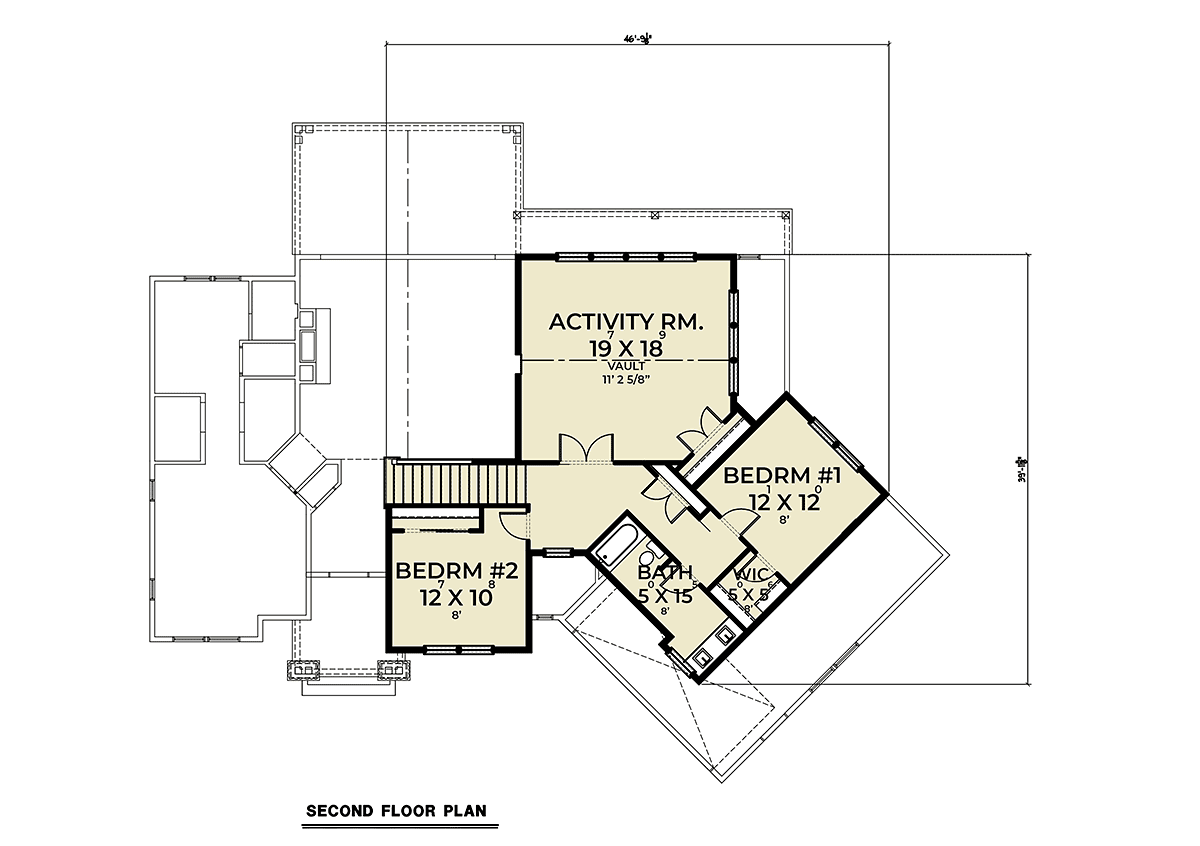 Contemporary Farmhouse Level Two of Plan 43613