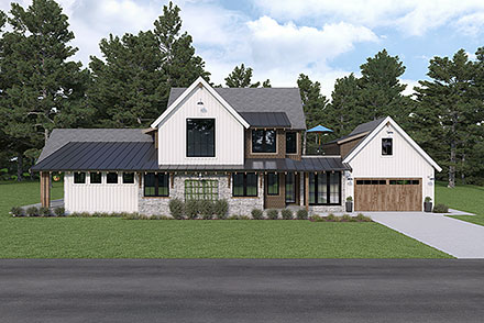 Contemporary Craftsman Farmhouse Elevation of Plan 43619