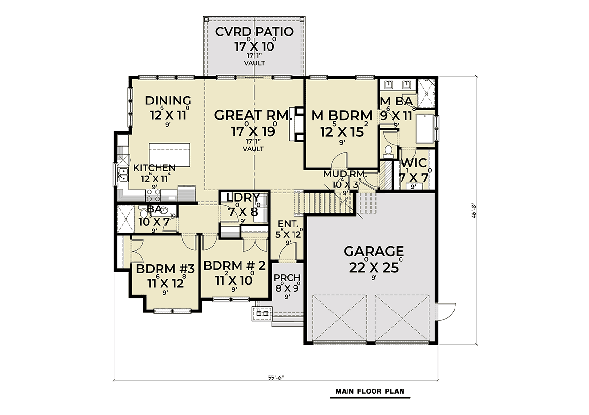 Contemporary Country Farmhouse Level One of Plan 43620