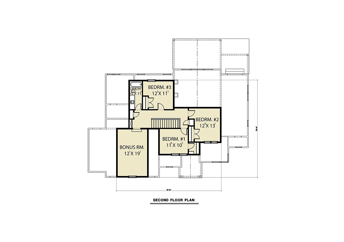 Country Farmhouse Level Two of Plan 43621