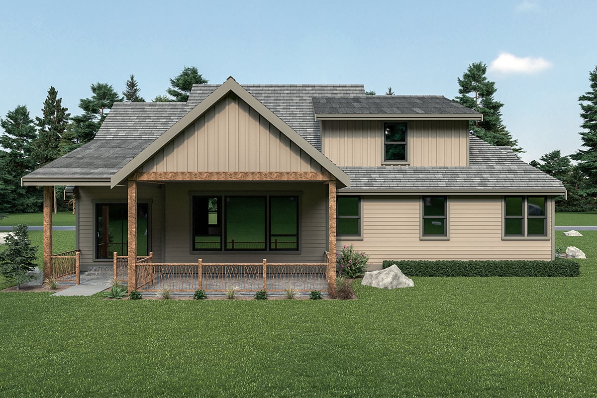 Country Farmhouse Rear Elevation of Plan 43621