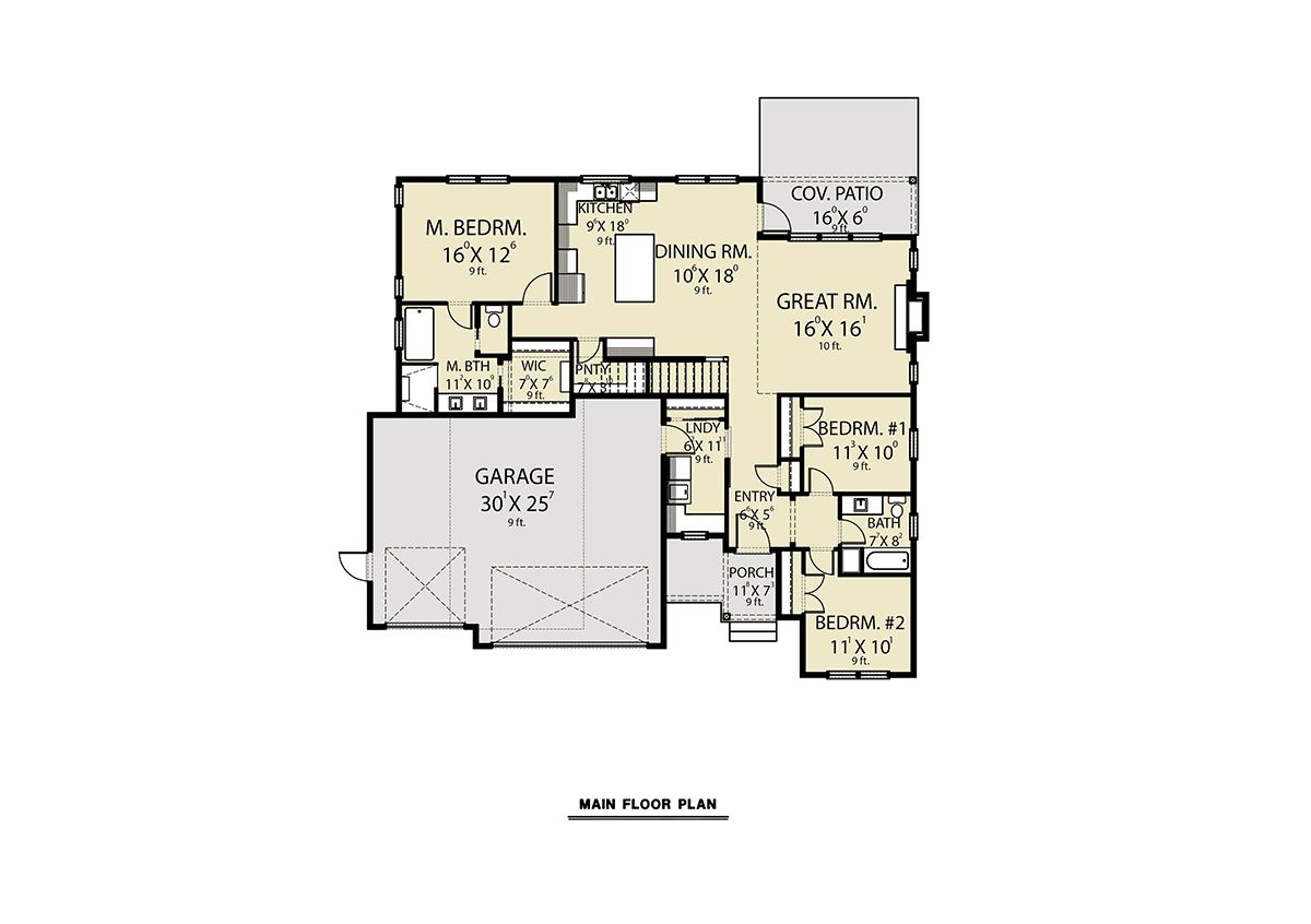 Craftsman Farmhouse Traditional Level One of Plan 43622