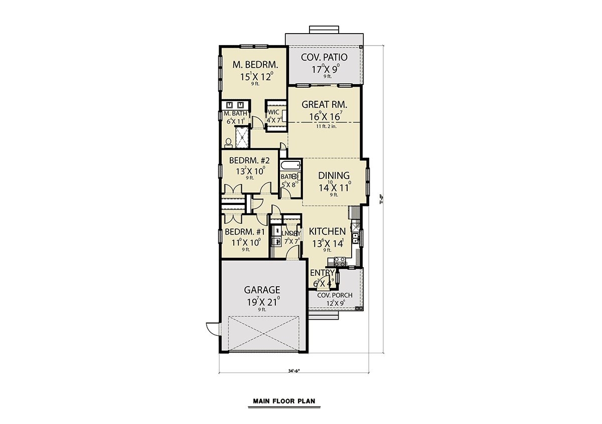 Craftsman Traditional Level One of Plan 43623