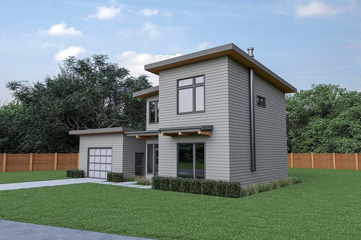 Contemporary Plan with 1039 Sq. Ft., 2 Bedrooms, 3 Bathrooms, 1 Car Garage Picture 2
