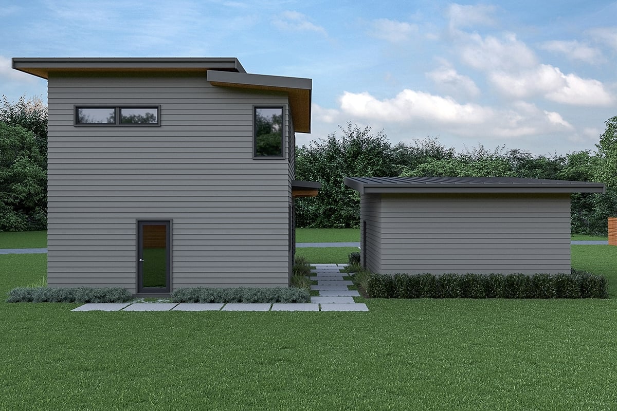 Contemporary Rear Elevation of Plan 43625