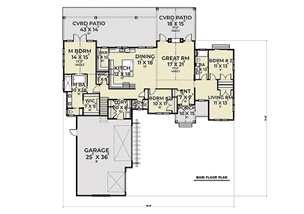 House Plan 43627 First Level Plan